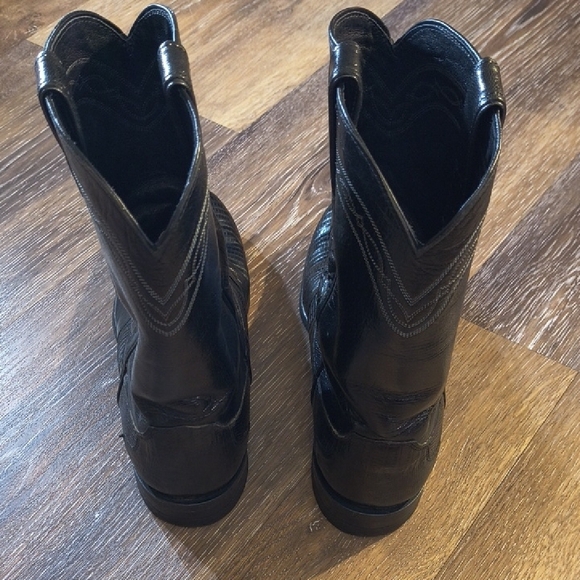 Justin Boots Black Classic Western Boots - Picture 3 of 6